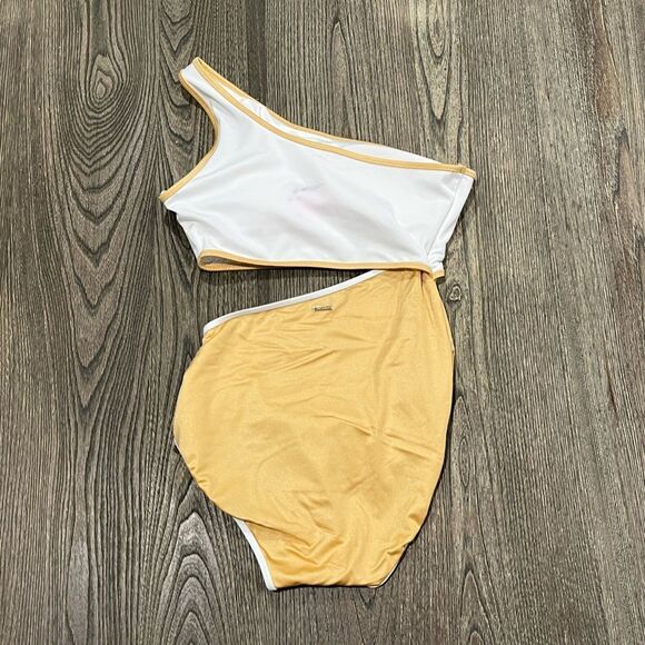 NWOT Victoria’s Secret Monokini One-Piece Swimsuit One-Shoulder White Yellow S - Picture 3 of 3